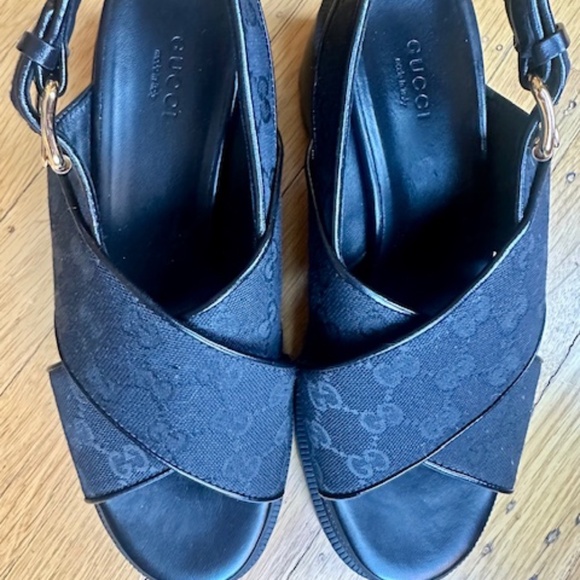 Gucci Double G Lug Sole Slingback Sandals - Picture 2 of 2